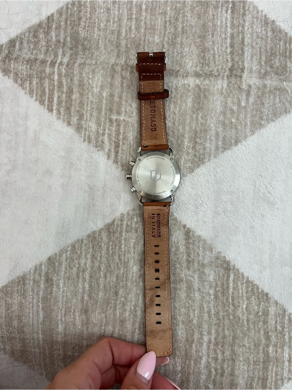 Detomaso Yellow Dial Chronograph Watch with Brown Leather Strap